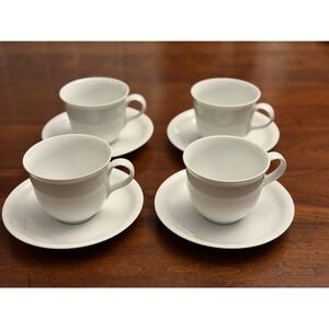 Set Of 4, 8‎ Pc Christopher Stuart Grand Blanc Cup & Saucer Set White Fine China
